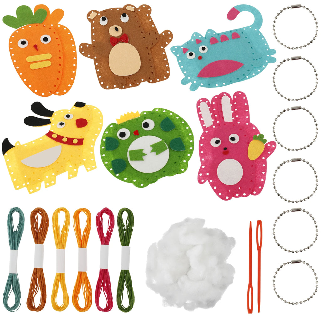 Kids Felt Animal Sewing Kit (6 PCS) Beginner Craft Set