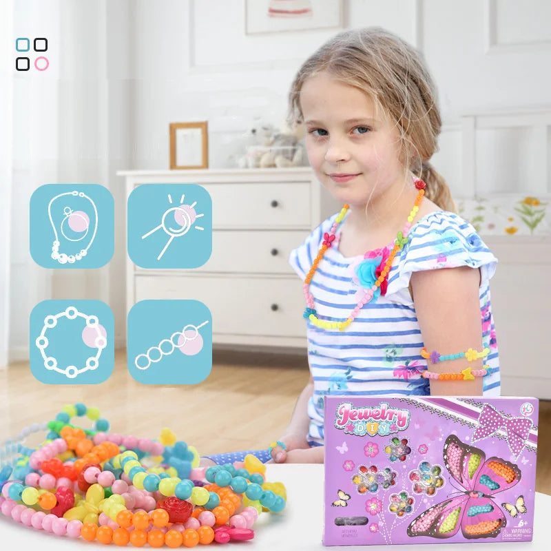 Premium DIY Pop Beads Bracelet Making Kit - Kids Craft Set, Ages 3+, Animal Them