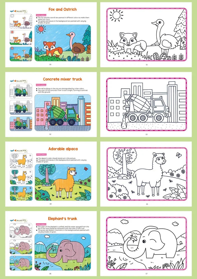 Cartoon Animal Coloring & Drawing Book for Kids