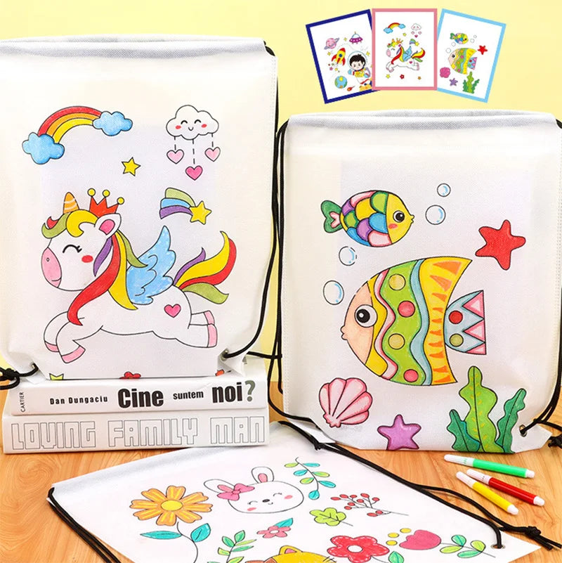 Premium Children Handmade DIY Environmental Protection Graffiti Non-woven Bags