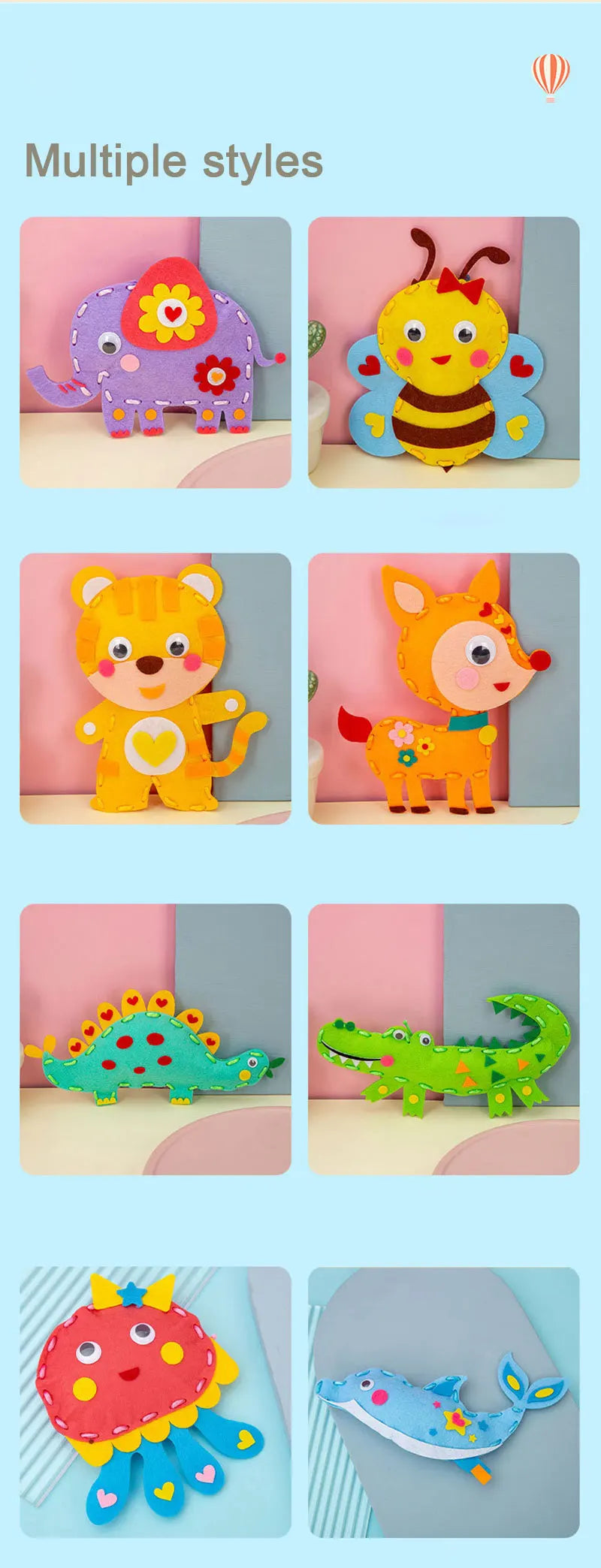 Premium Cartoon Animal Sewing Kit for Kids - DIY Threading Dolls Set, Ages 6+