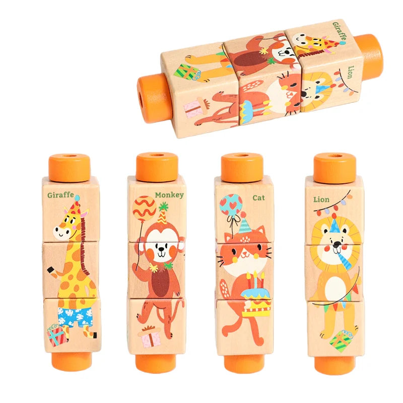 Wooden Logic Stacking Board with Rings & Shapes