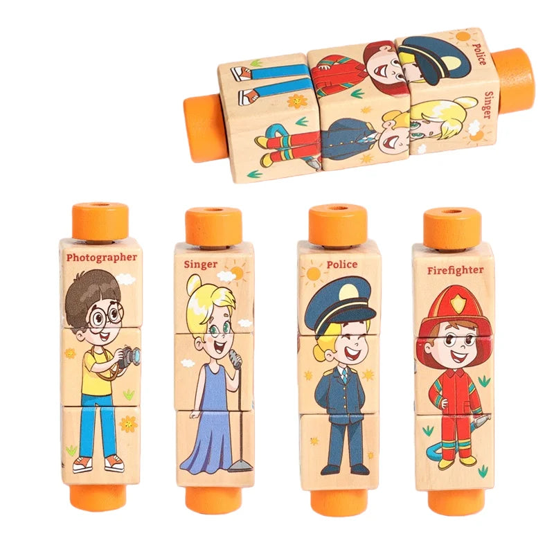 Wooden Logic Stacking Board with Rings & Shapes