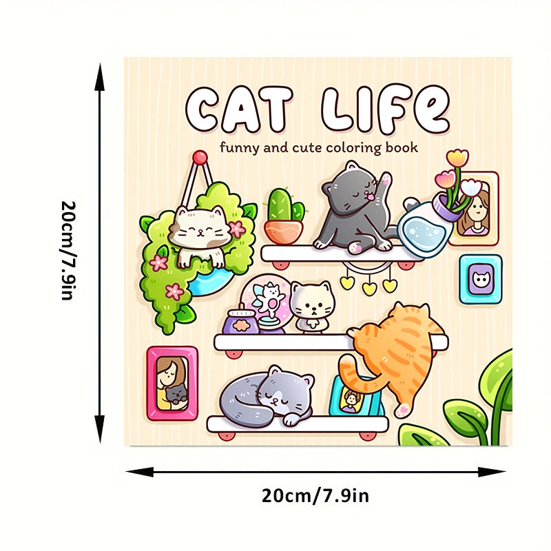 Premium Cat's Daily Life Coloring Book for Adults (28 Pages)
