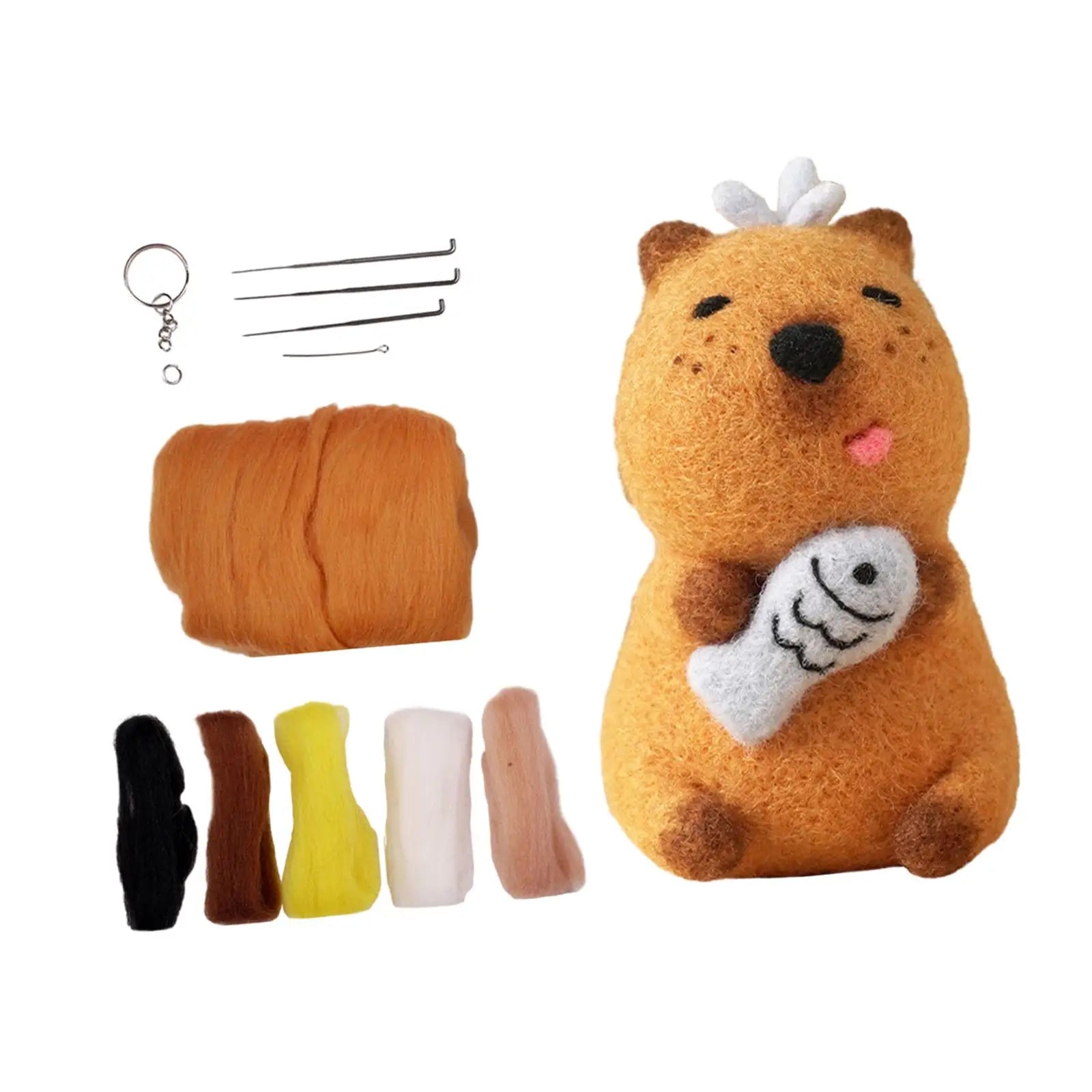 DIY Capybara Wool Felting Kit with Tools