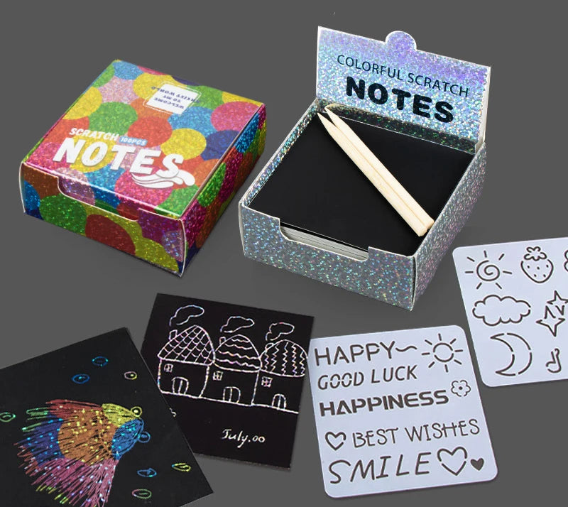 Holographic Rainbow Scratch Paper Art Mini Notes Cards Bulk Party Favor Art