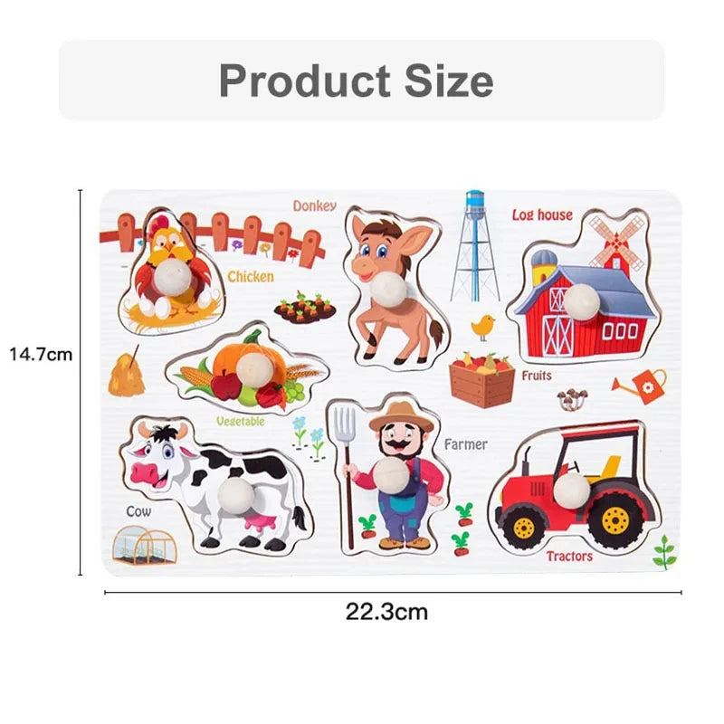 Montessori Wooden Puzzle Board for Toddlers (2–3 Years)