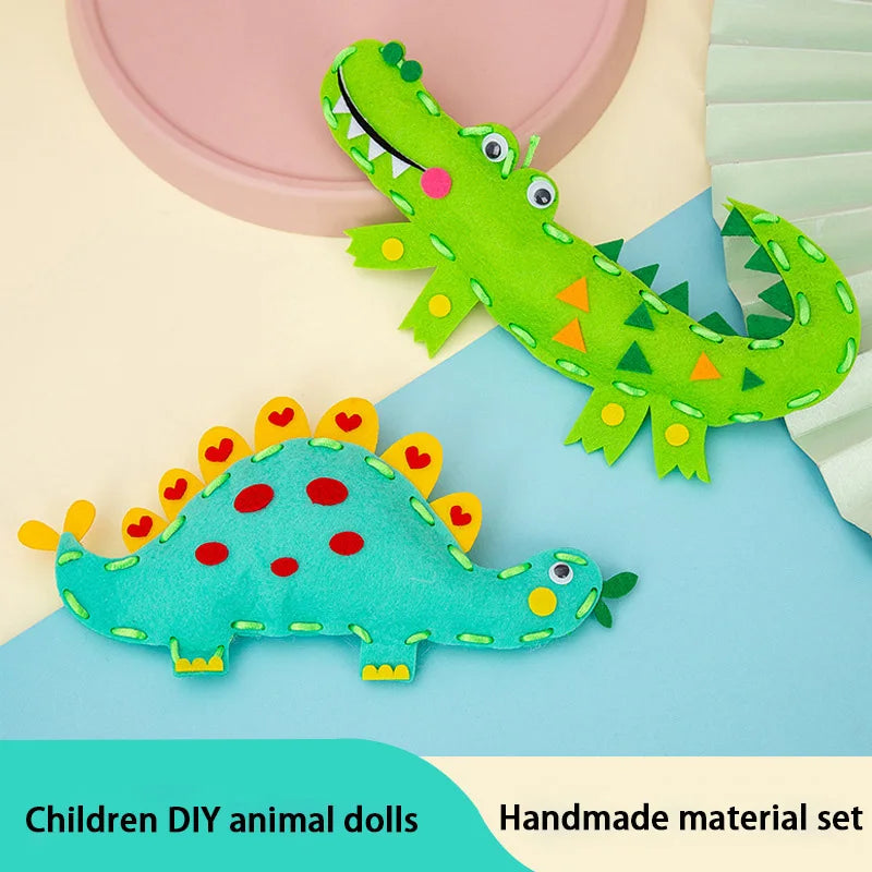 Premium Cartoon Animal Sewing Kit for Kids - DIY Threading Dolls Set, Ages 6+