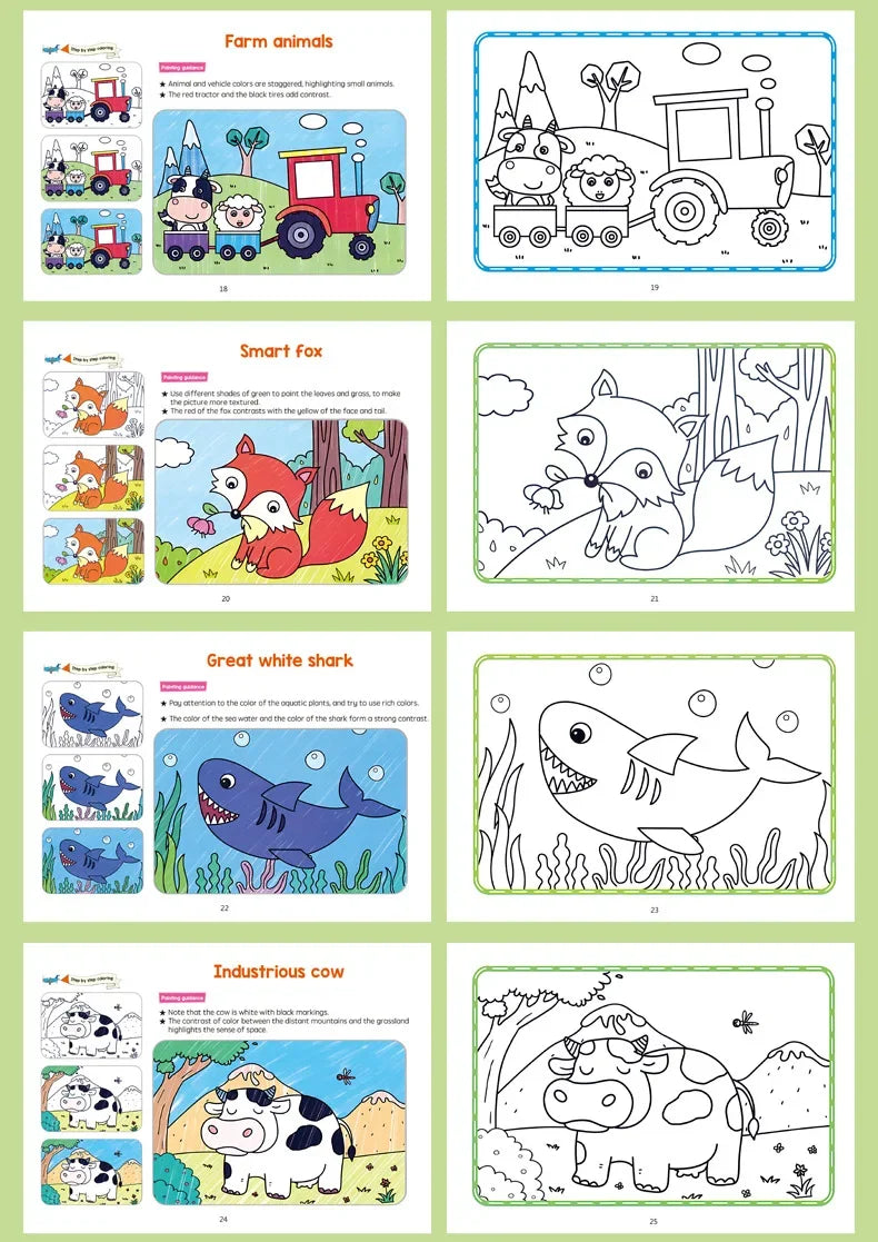 Cartoon Animal Coloring & Drawing Book for Kids