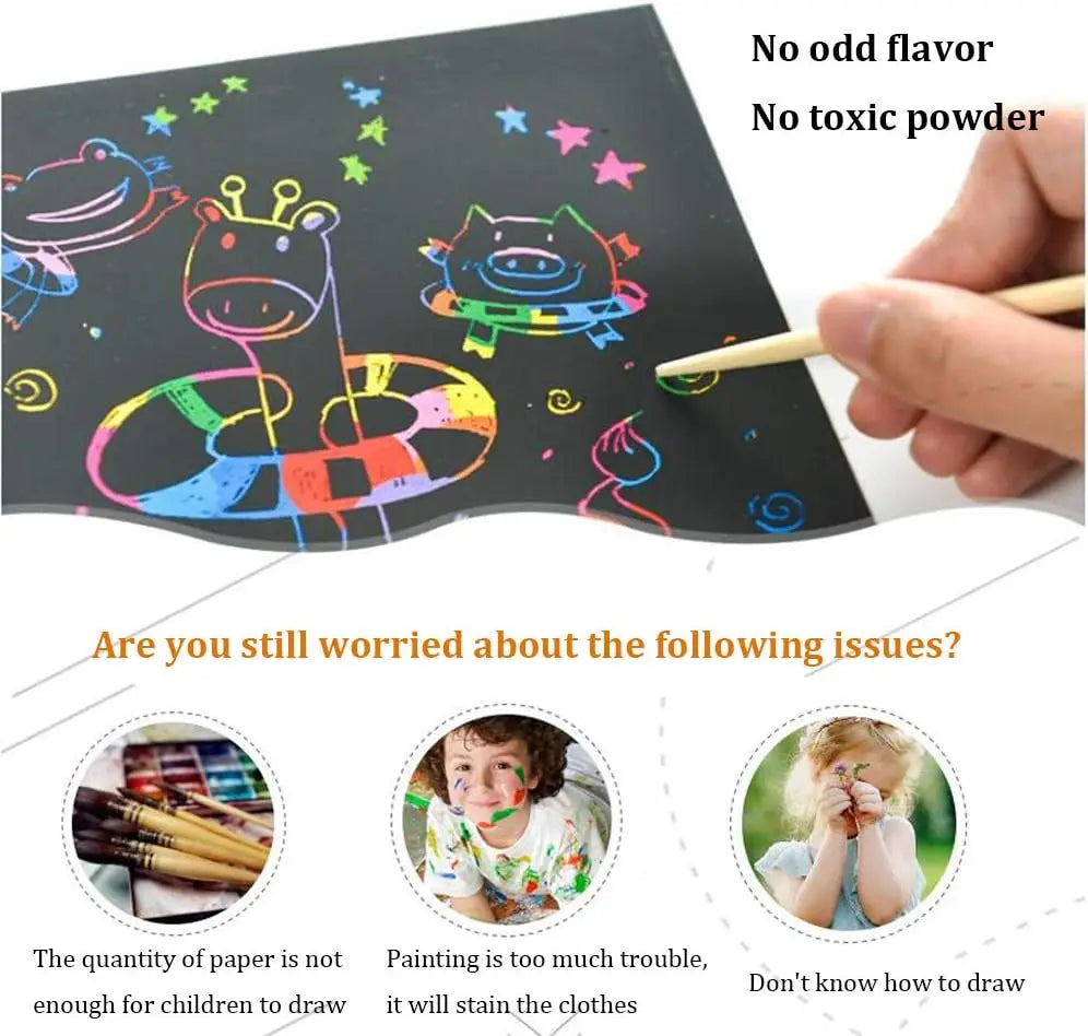 Premium Montessori Scratch Painting Note Scratch Art Paper - Ages 3+