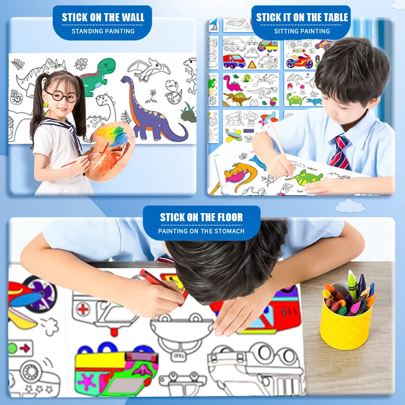 Premium Children's Drawing Roll DIY Coloring Paper Roll Color Filling Paper Graf