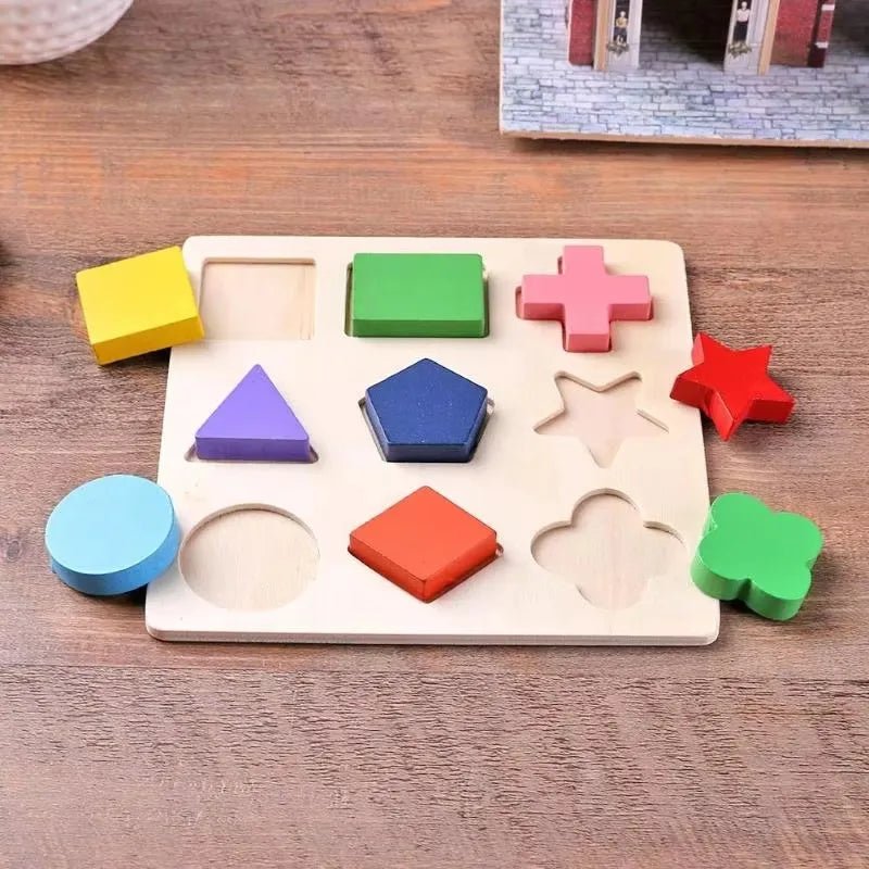 Wooden Montessori Shape Matching Puzzle Board for Kids