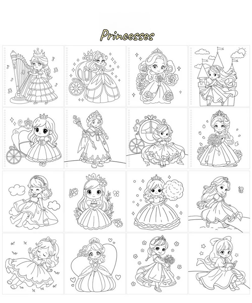 Premium Erasable Cartoon Coloring Book with 6 Pens (Kids)