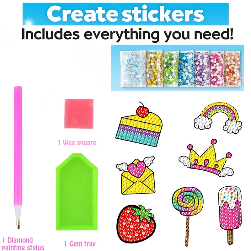 Premium 12 Create Big Gem Diamond Painting Sticker Kit Art Craft Girls Boys Unic
