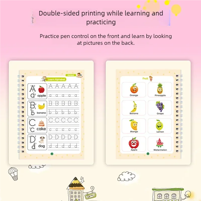 Reusable Magic Copybook Set for Kids Handwriting Practice