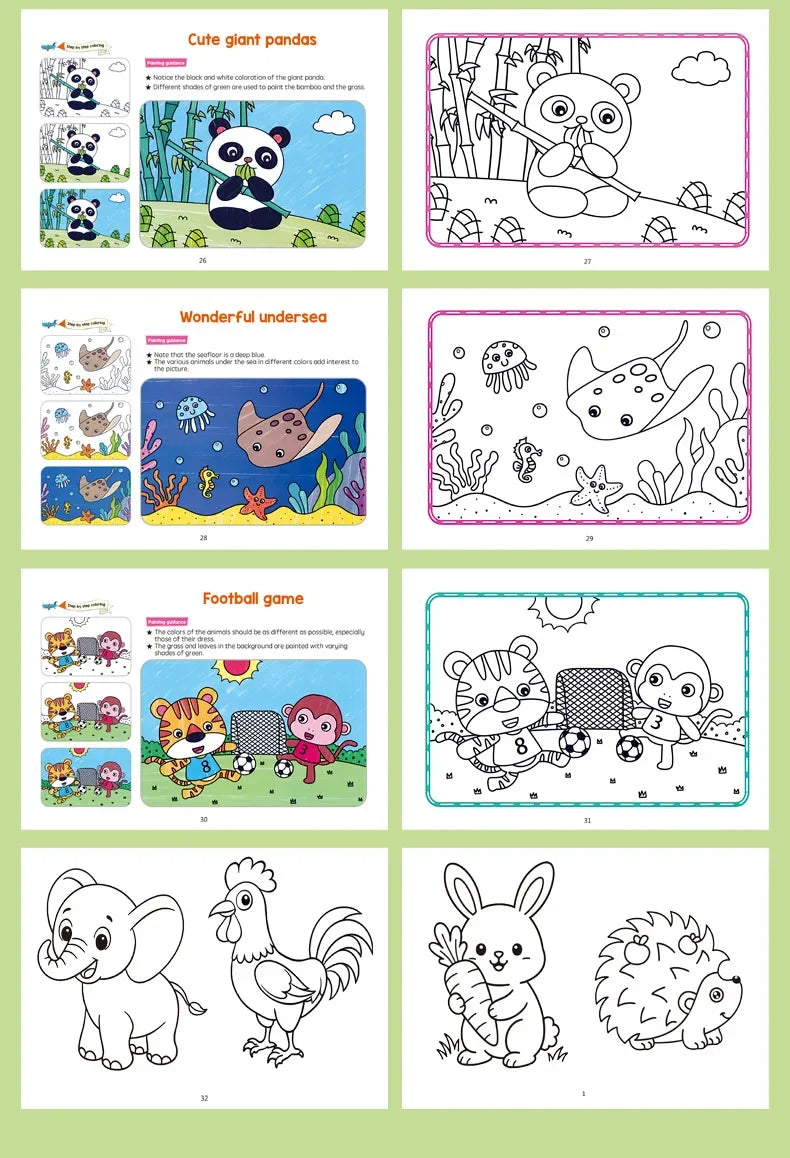 Cartoon Animal Coloring & Drawing Book for Kids