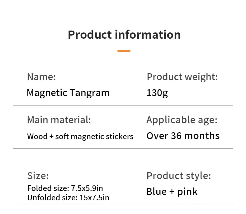 Premium Magnetic Wooden Tangram Block Puzzle Game for Kids - Montessori Educatio