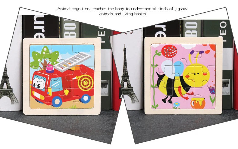 Wooden Dinosaur & Vehicle 3D Puzzle Set for Kids