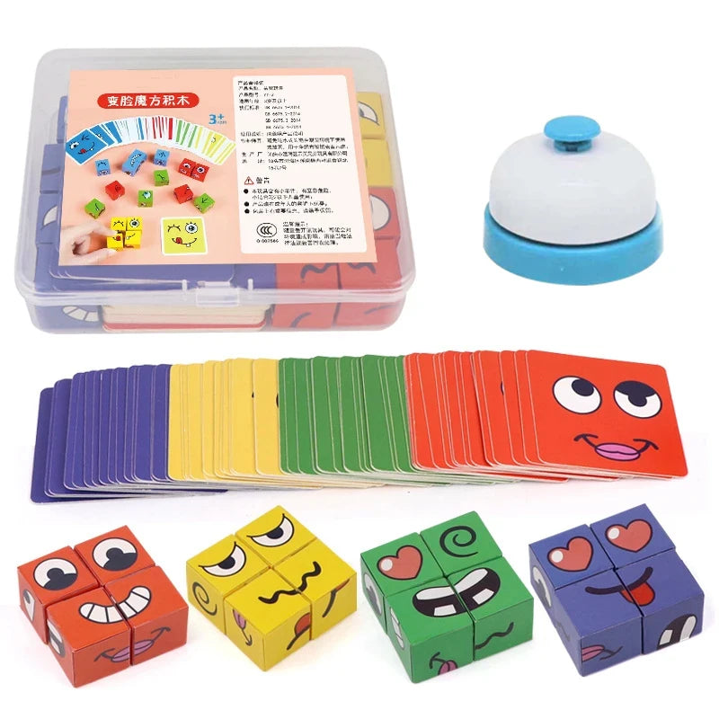 Premium Kids Face Change Expression Puzzle Building Blocks Montessori Cube Table