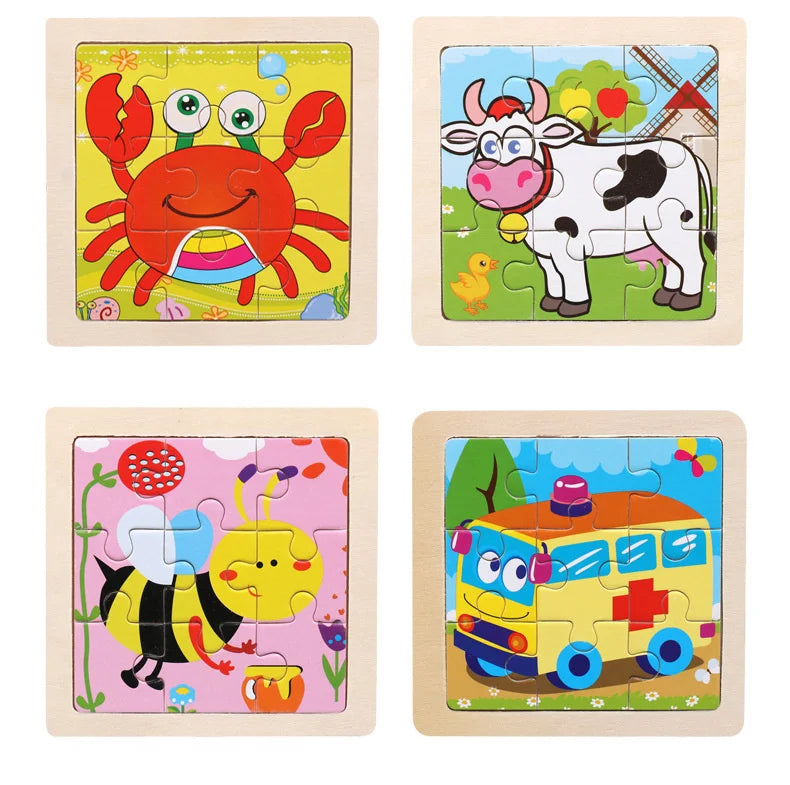 Wooden Dinosaur & Vehicle 3D Puzzle Set for Kids