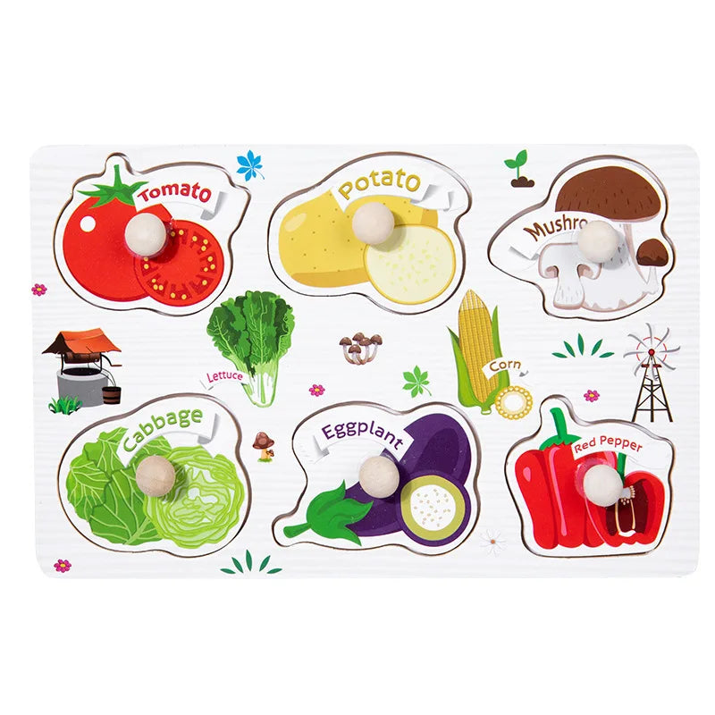 Montessori Wooden Puzzle Board for Toddlers (2–3 Years)