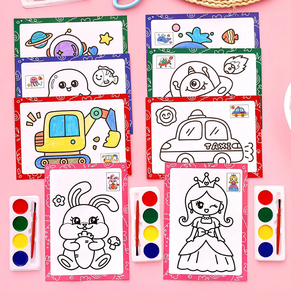 Premium Watercolor Painting Set for Kids Educational Coloring Kit with Brushes P