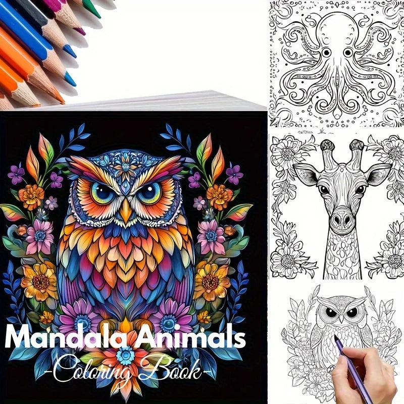 Premium Mandala Animals Coloring Book - 28 Pages for Adults (Stress Relief)