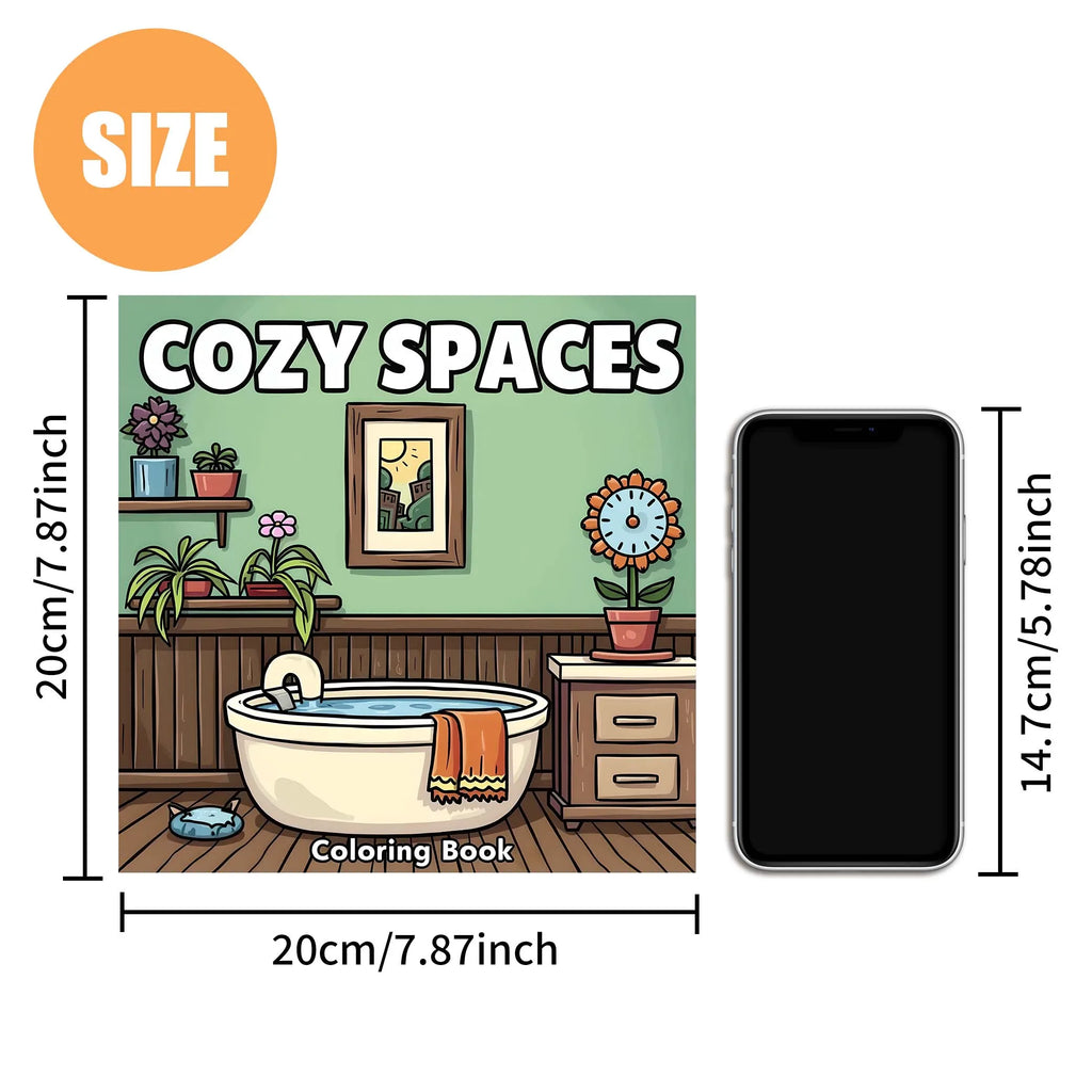 Premium Cozy Spaces Stress-Relief Coloring Book (Adult)
