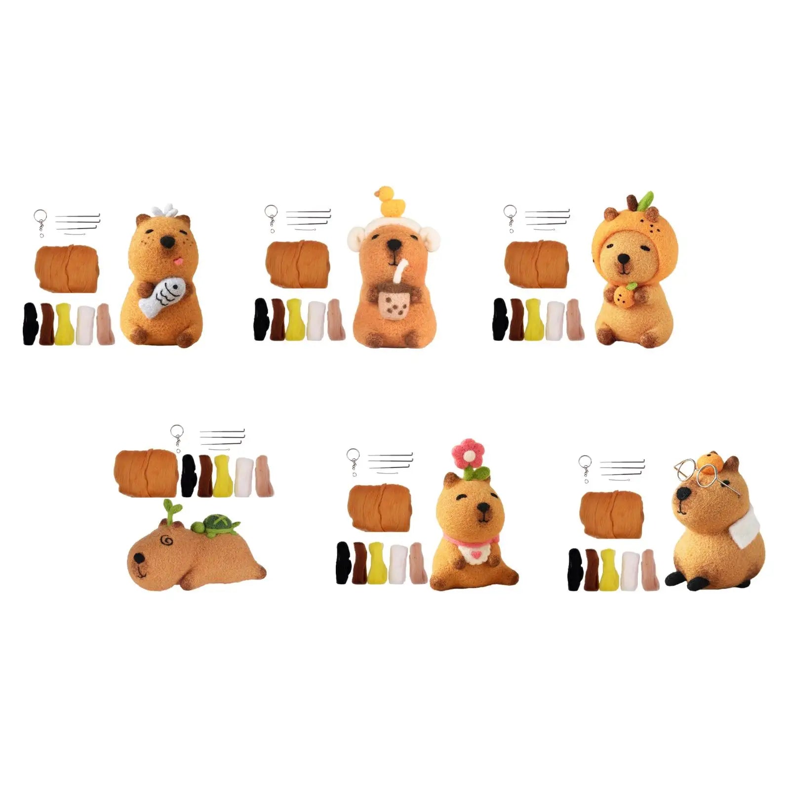 DIY Capybara Wool Felting Kit with Tools