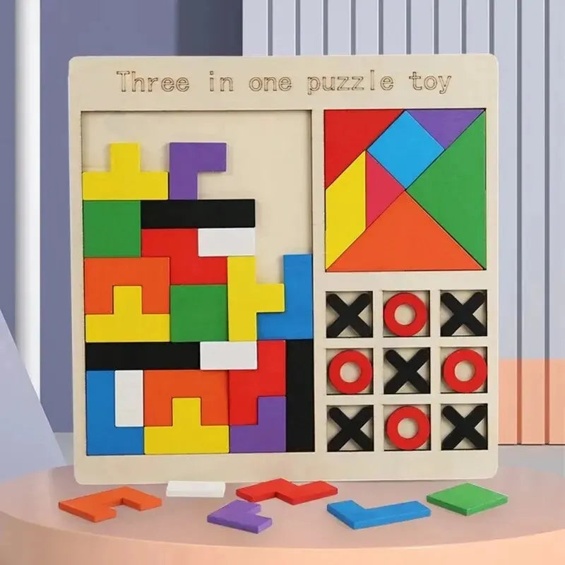 Premium 3 In 1 Wooden Puzzles Color Cognitive Sorting Mathematical Calculation