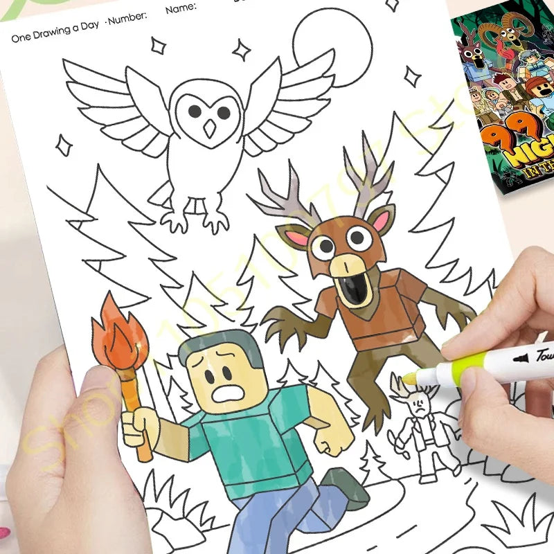 Premium 99 Nights in the Forest Coloring Book - Deer & Woodland Scenes for Adult