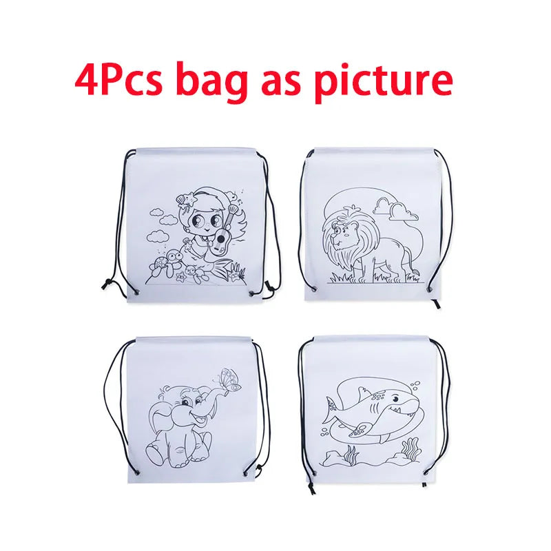 Premium Freely Graffiti Drawstring Bag Kids DIY Color Filling Drawing Toys Carto