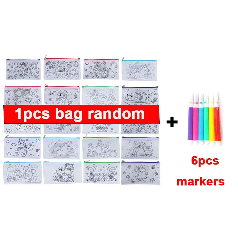 Premium DIY Graffiti Coloring Bag Set - Kids Art Craft, Ages 3+ (Creative Play)