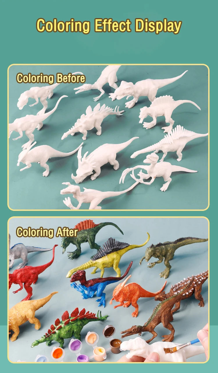 Premium 6/8Pcs DIY Painted Graffiti Dinosaur White Embryo Animals Model Children