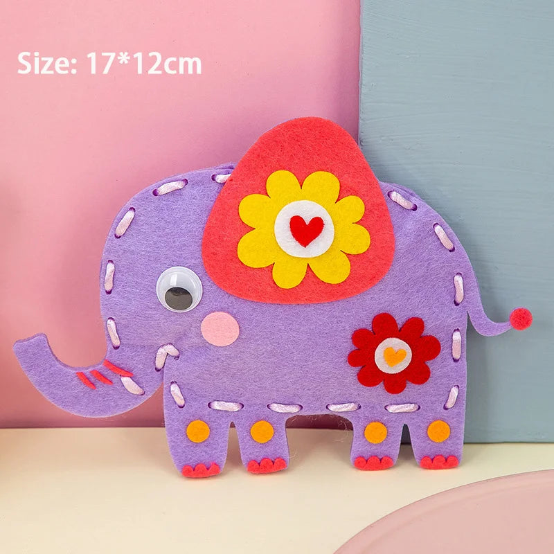 Premium Cartoon Animal Sewing Kit for Kids - DIY Threading Dolls Set, Ages 6+