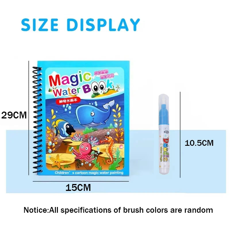 Premium Water Reveal Drawing Book for Kids - Sensory Coloring, Ocean & Dino