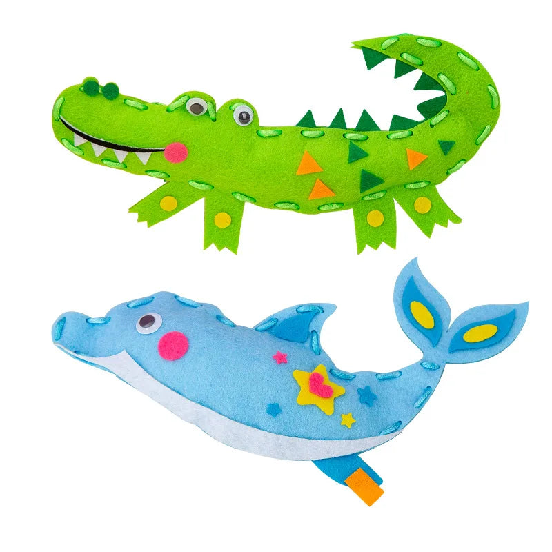 Premium Cartoon Animal Sewing Kit for Kids - DIY Threading Dolls Set, Ages 6+