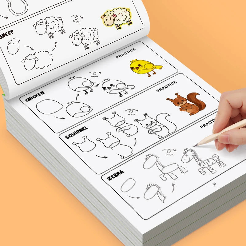 Step-by-Step Animal Drawing Activity Book (96 Themes)