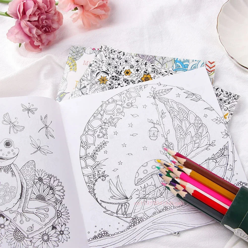 Premium 24 Pages Coloring Book for Children Adult Relieve Stress Kill Time DIY P