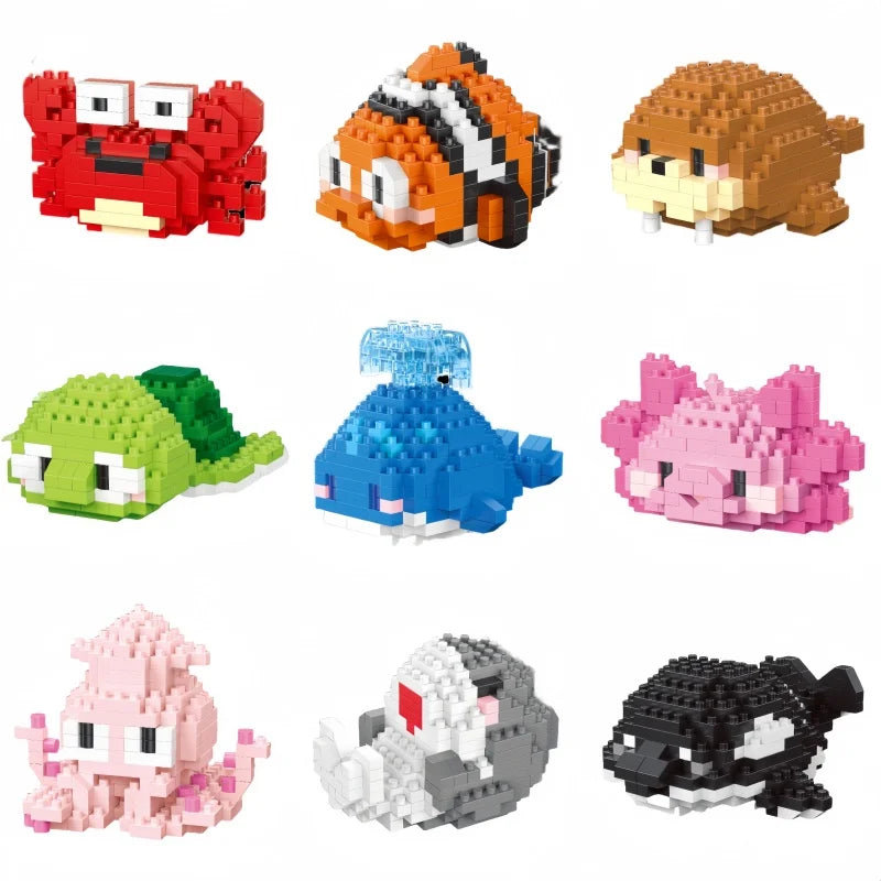 Premium KNEW BUILT Clownfish Whale Seahorse Shark Oceanic Micro Mini Building Bl