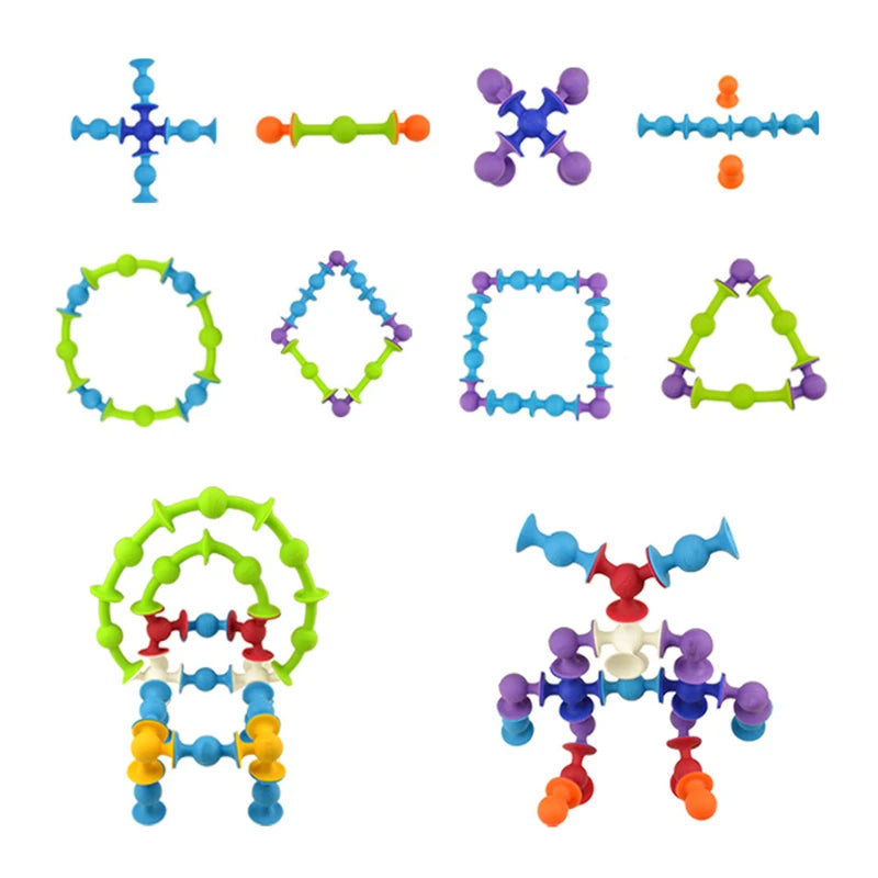 Premium Silicone Sucker Building Blocks Set - STEM Construction Toy, Ages 3+