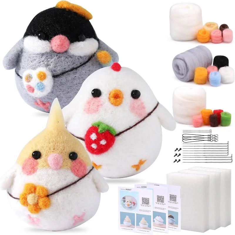 Animal Wool Felting Starter Kit with Tools & Foam Mat