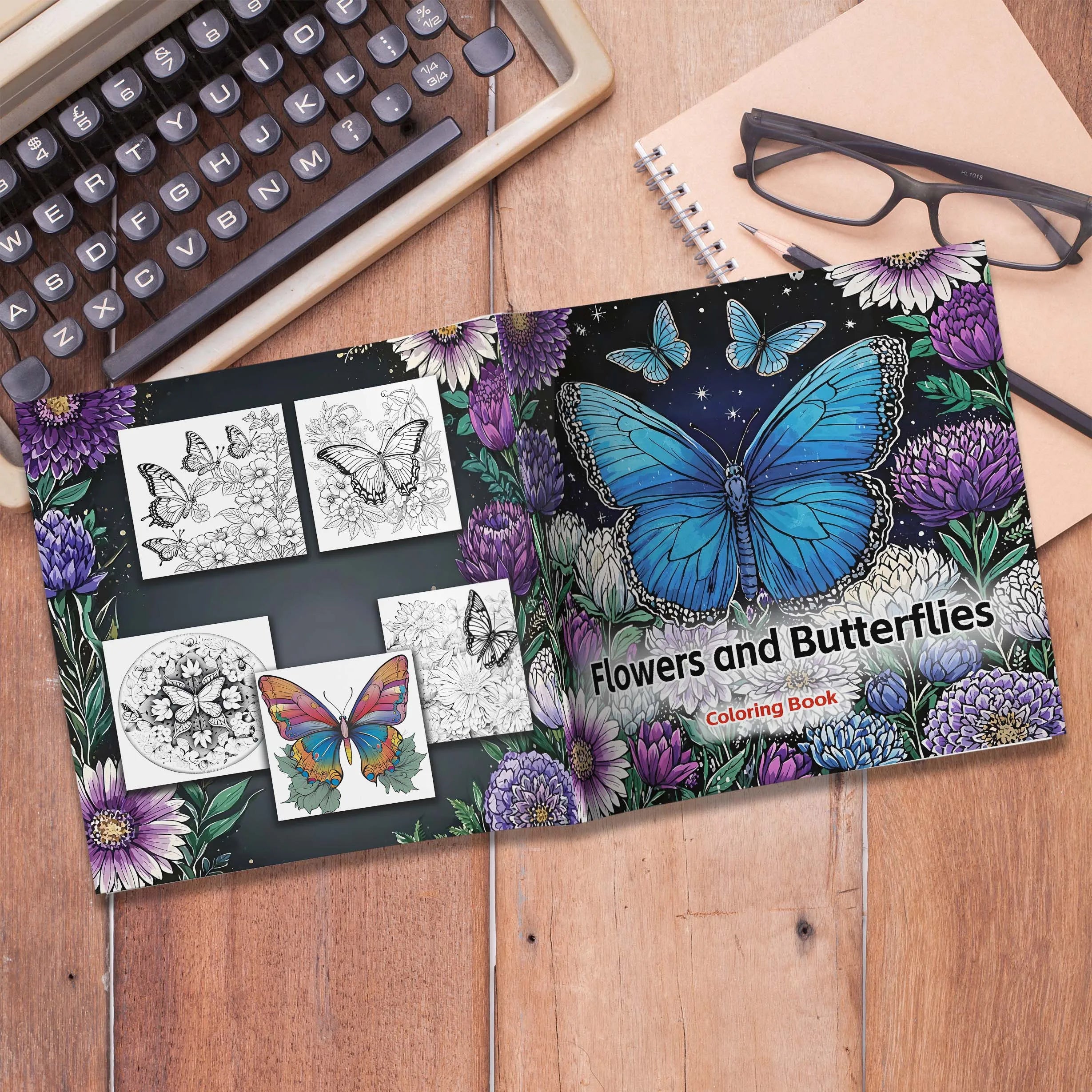 Premium Flowers & Butterflies Coloring Book for Adults - Relaxing Nature Scenes