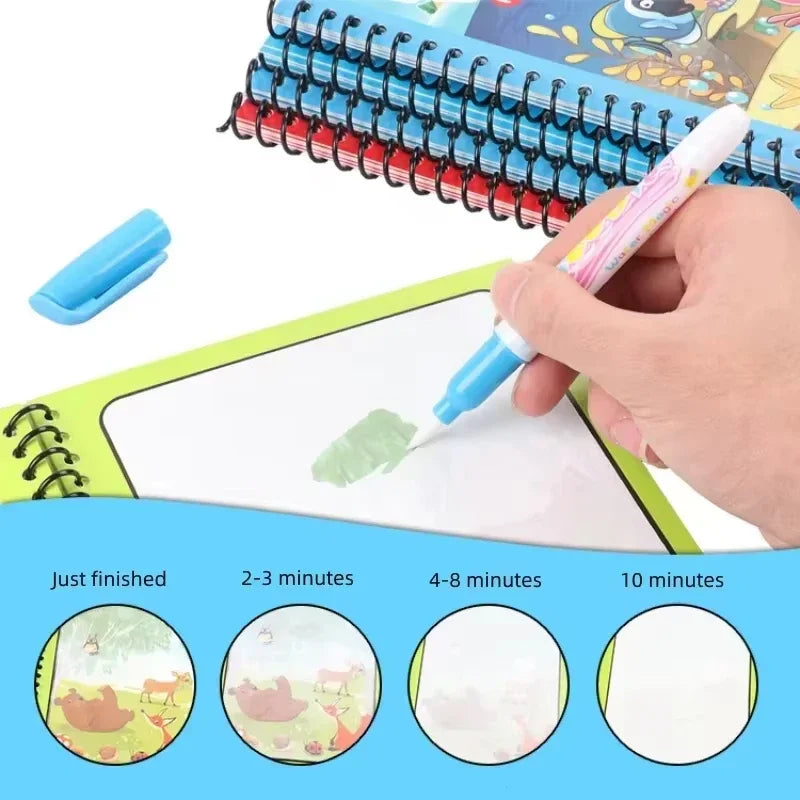 Premium Water Reveal Drawing Book for Kids - Sensory Coloring, Ocean & Dino