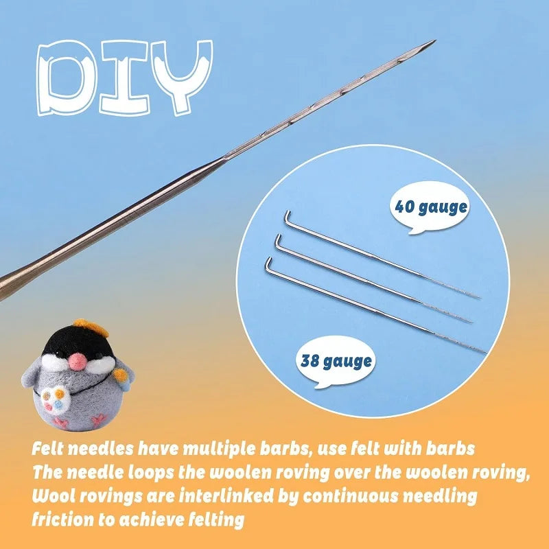 Animal Wool Felting Starter Kit with Tools & Foam Mat