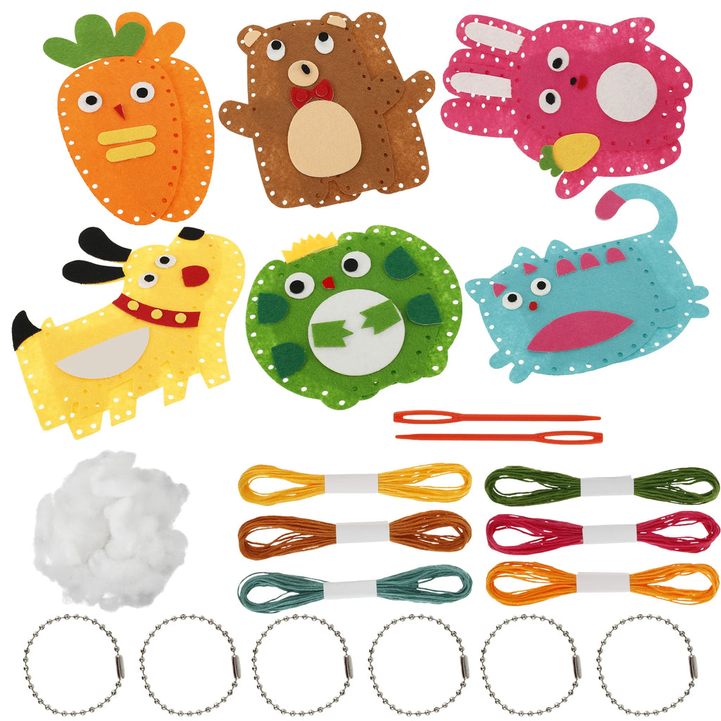 Kids Felt Animal Sewing Kit (6 PCS) Beginner Craft Set