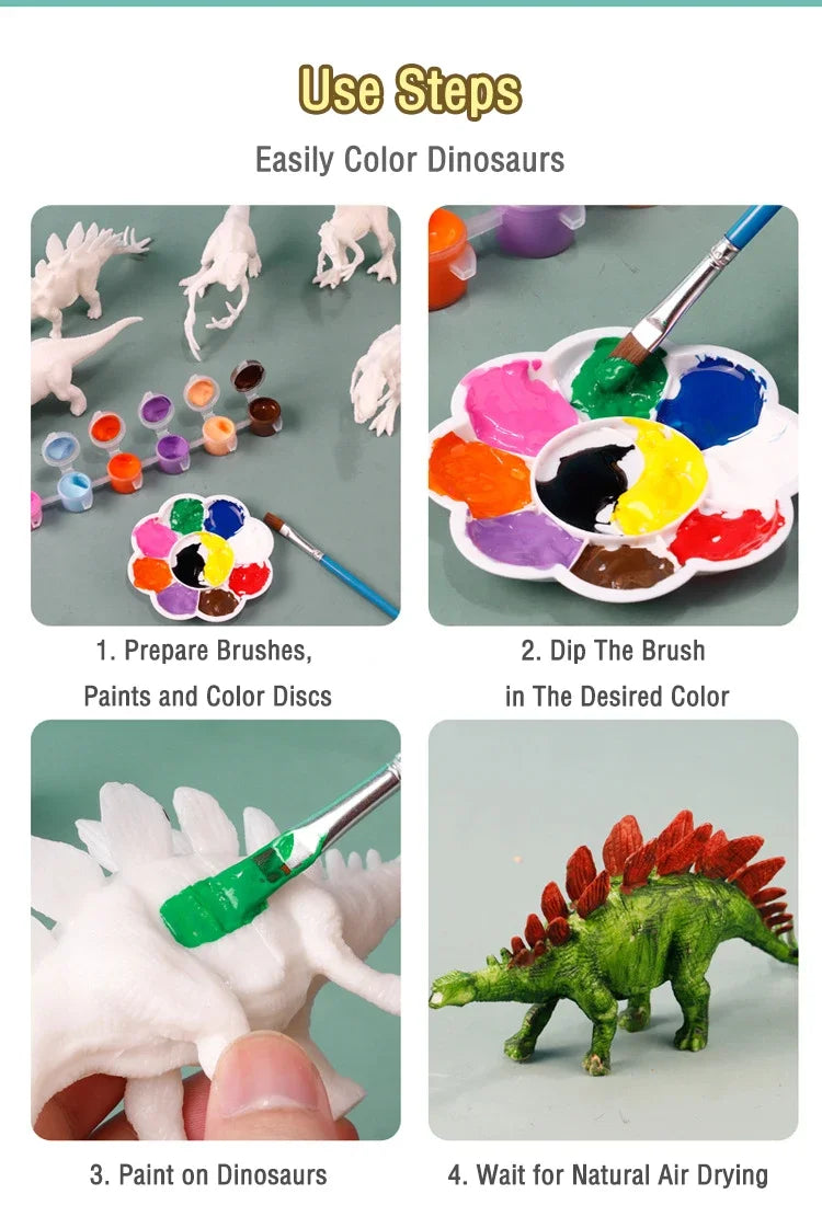 Premium 6/8Pcs DIY Painted Graffiti Dinosaur White Embryo Animals Model Children