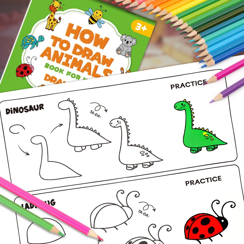 Step-by-Step Animal Drawing Activity Book (96 Themes)