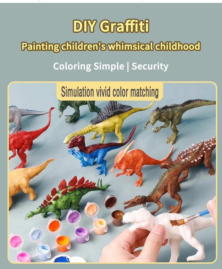Premium 6/8Pcs DIY Painted Graffiti Dinosaur White Embryo Animals Model Children