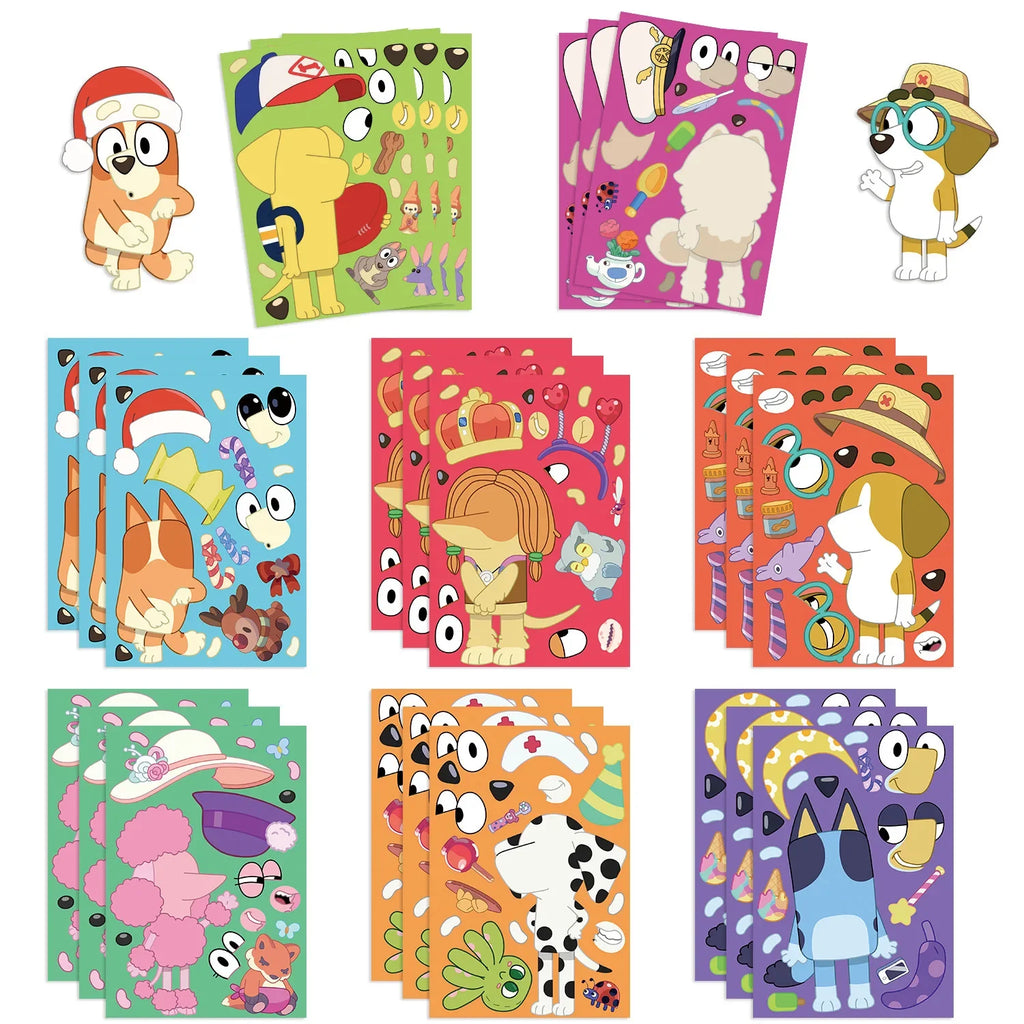Premium Bluey Sticker Puzzle Pack - Cartoon Decal Set for Kids, Ages 6+